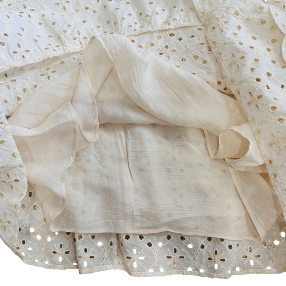 Sezane Cream Eyelet Tiered Mini Skirt - Picture 4 of 8